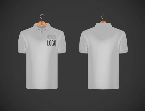 Men Slim Fitting Short Sleeve Polo Shirt Logo Advertising Gray — Stock Vector