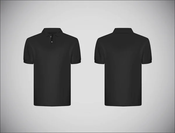 メンズ スリム フィット半袖ポロシャツ ブランディングのための黒いポロシャツ モックアップ デザイン テンプレート — ストックベクタ