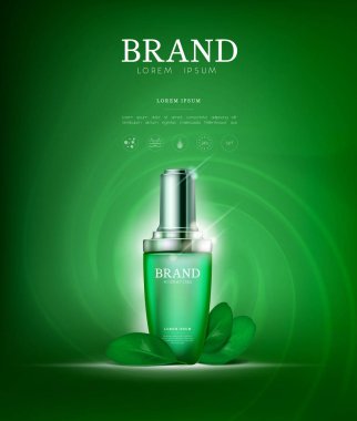 Damlalık şişe serum özü çay. Cilt Bakımı kollajen hyaluronik nem formül ile tedavi petek tasarım öğeleri. Dna sarmalı koruma ve çözüm kaldırma yaş damla