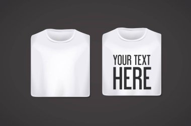 Beyaz katlanmış t-shirt mockup metin reklam için yazı ile izole.