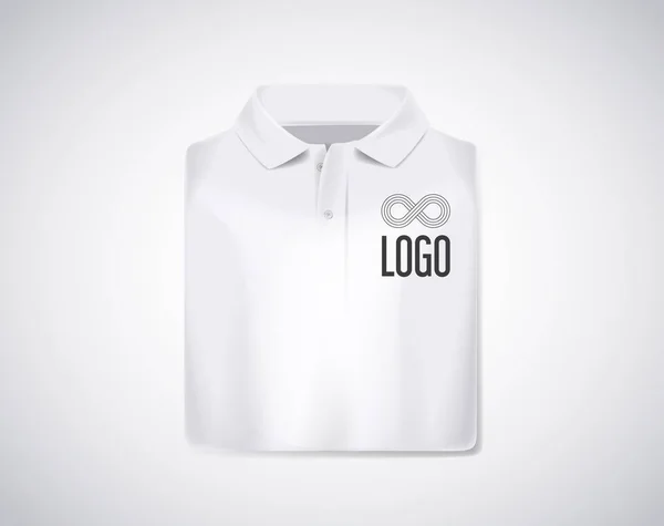 Polo Blanco Plegado Maqueta Con Logo Para Publicidad Aislada — Vector de stock