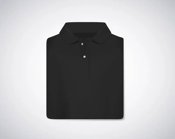 分離された黒の折られたポロシャツ モックアップ — ストックベクタ