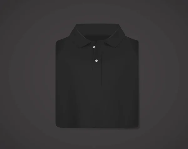 Černé Skládané Polo Tričko Mockup Samostatný — Stockový vektor