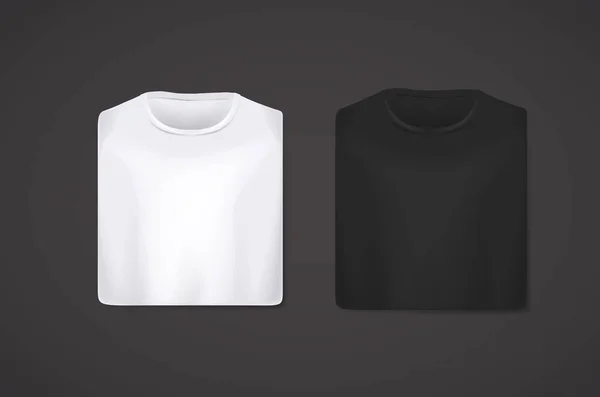 Bianco Nero Piegato Shirt Mockup Isolato — Vettoriale Stock
