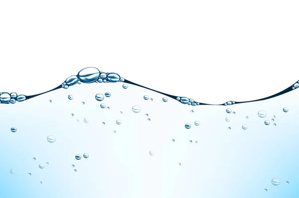 Water Wave Splash Met Bubbels Van Lucht Witte Achtergrond — Stockvector