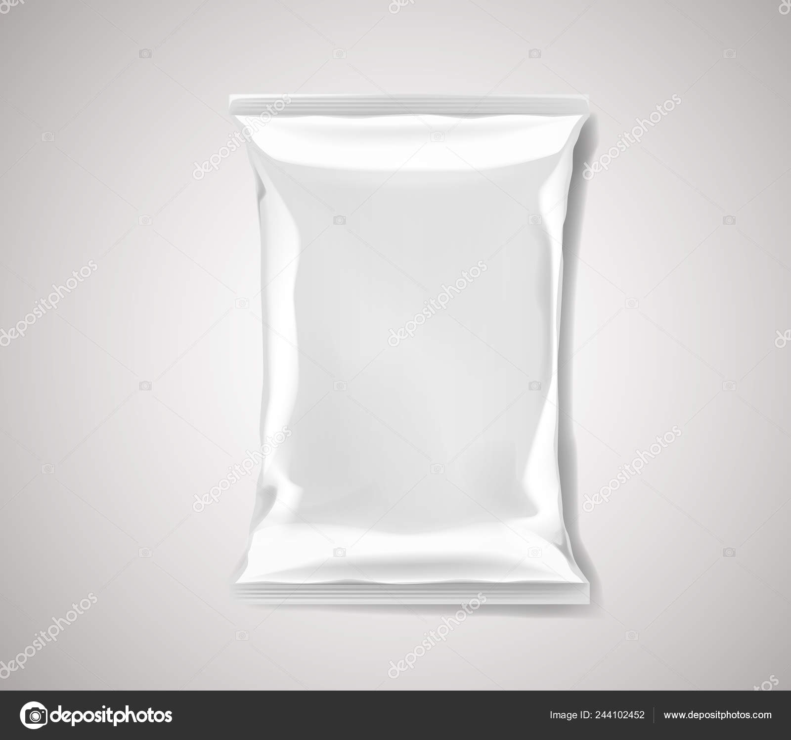 Download White Blank Foil Plastic Bag Packaging Isolated Mock Design Template Stock Vector Royalty Free Vector Image By C Georgerod 244102452