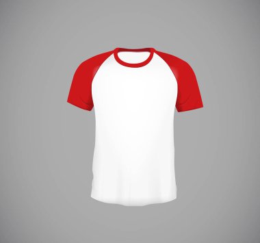Erkekler ince yapılı dar kısa kollu beyzbol forması. Marka için kırmızı Mock-up tasarım şablonu.