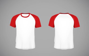 Erkekler ince yapılı dar kısa kollu beyzbol forması. Marka için kırmızı Mock-up tasarım şablonu.