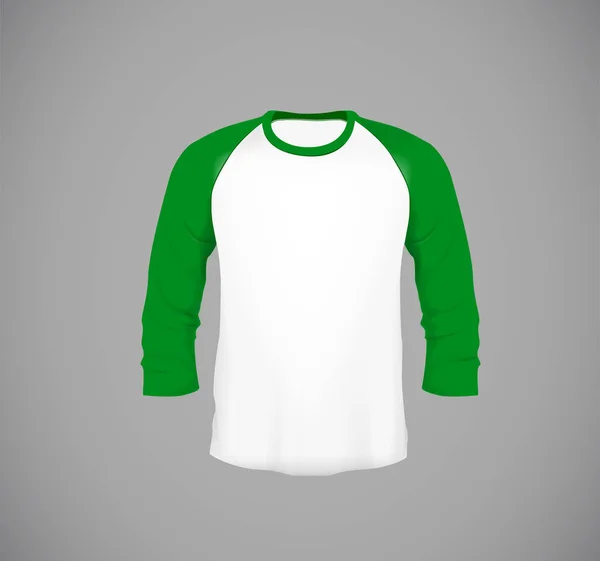 Camisa Beisebol Manga Comprida Para Homens Modelo Design Mock Verde — Vetor de Stock