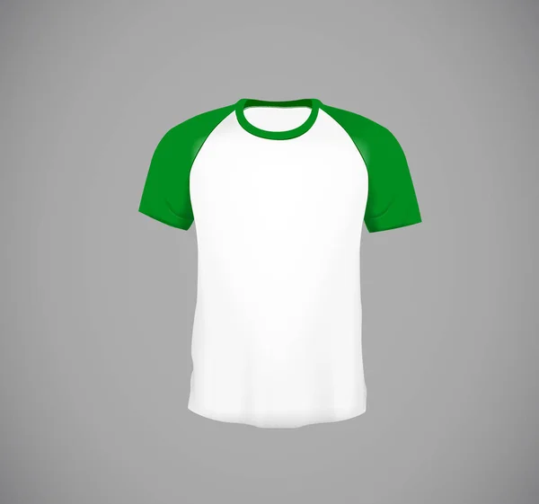 メンズ スリム フィット半袖ベースボール シャツ ブランディング グリーン モックアップ デザイン テンプレート — ストックベクタ
