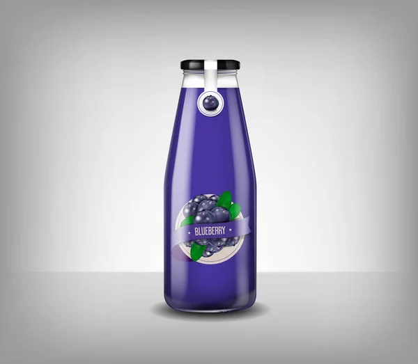 ブルーベリー ジュースの現実的なガラス瓶ドリンクの分離 — ストックベクタ