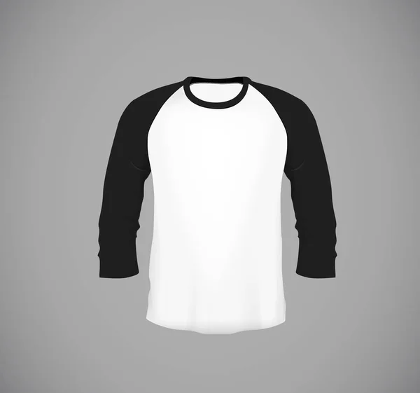 Schlank Sitzendes Langarm Baseball Shirt Für Männer Schwarze Mock Design — Stockvektor