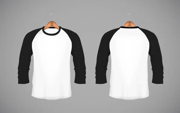 Camisa Béisbol Manga Larga Ajustada Para Hombre Con Percha Madera — Vector de stock