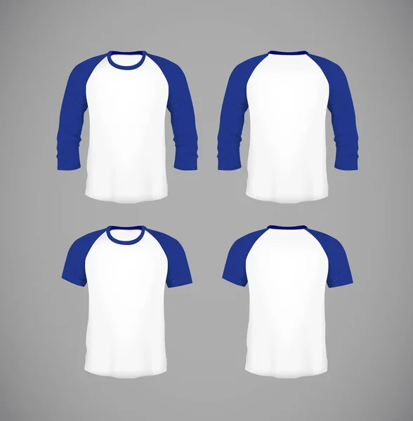 メンズ スリム フィット半袖ベースボール シャツ セット ブランディングのための青のモックアップ デザイン テンプレート — ストックベクタ