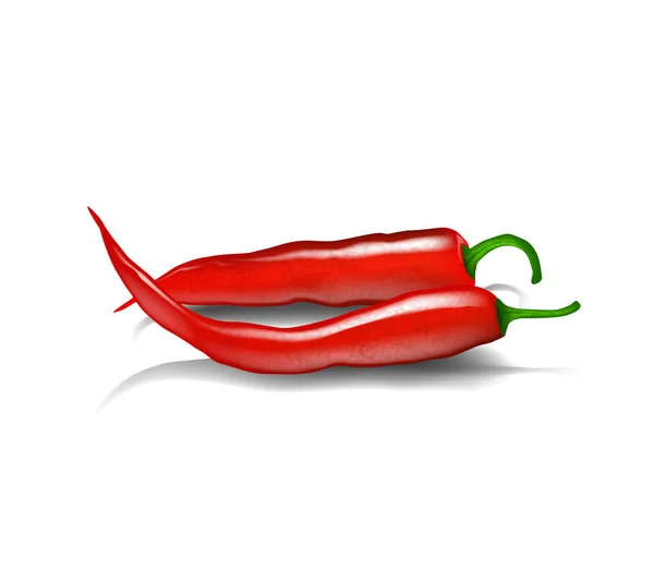 Piros Paprika Chillis Red Hot Chili Paprika Természetes Árnyéka — Stock Vector