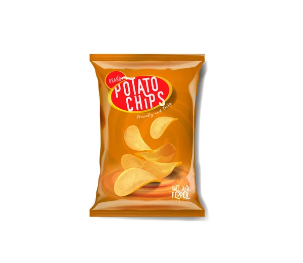 Bolso Publicitario Papas Fritas Sabor Clásico Sal Pimienta — Vector de stock