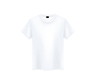 Erkekler beyaz t-shirt Mock-up açık bakış beyaz arka plan üzerinde. Kısa kollu tişört şablon arka plan üzerinde.