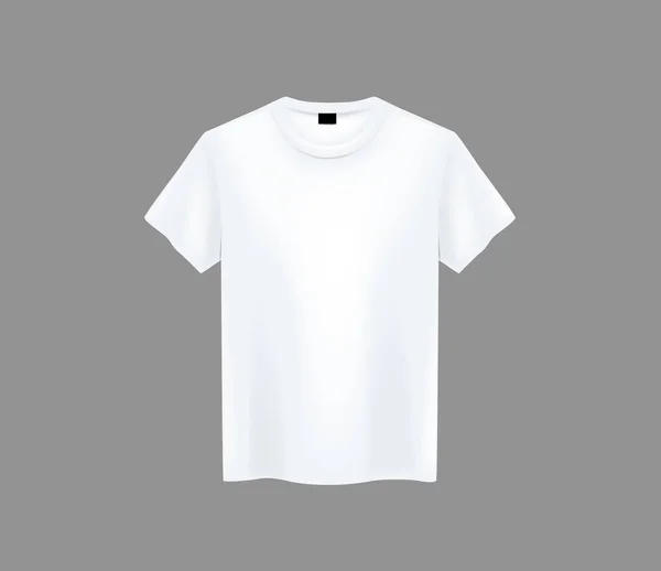 在黑暗的背景下 男人的白色 T恤的正面视图模拟 背景的短袖 T恤模板 — 图库矢量图片