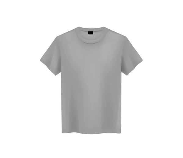 在浅色背景下 男性灰色 T恤的正面视图模拟 背景的短袖 T恤模板 — 图库矢量图片