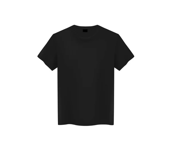 在浅色背景下 男子黑色 T恤的正面视图模拟 背景的短袖 T恤模板 — 图库矢量图片