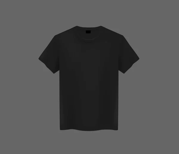 在黑暗的背景下 男人的黑色 T恤的正面视图模拟 背景的短袖 T恤模板 — 图库矢量图片