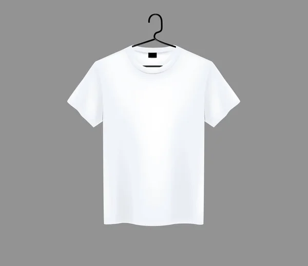 Front View Men White Shirt Mock Metal Hanger Dark Background — стоковый вектор