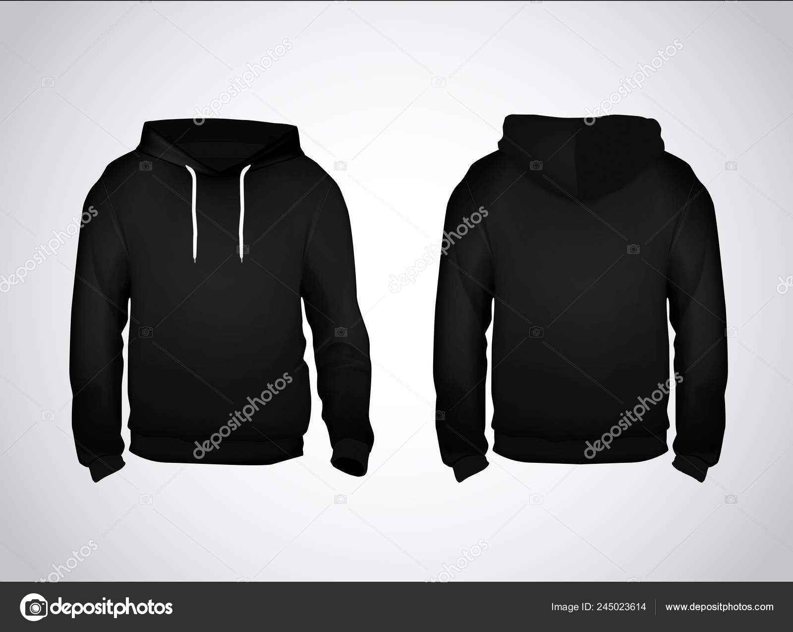 Black Men Sweatshirt Template Sample Text Front Back View Hoodie Vector Image By C Georgerod Vector Stock 245023614