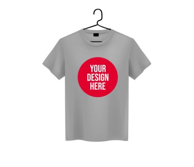 Erkek T-shirt gri. Gerçekçi mockup marka metin reklam için. Kısa kollu tişört şablon arka plan üzerinde.