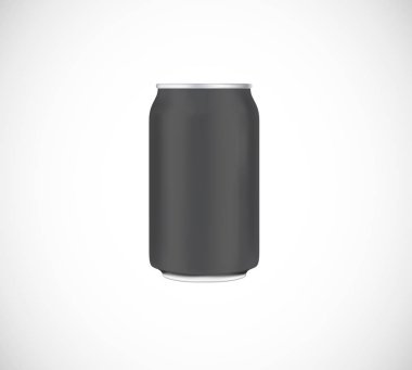 Siyah görünümü ön. Görsel 330 ml vektör. Bira, alkolsüz içecekler, bira, alkol için soda reklam.