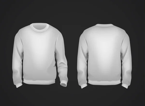 Graue Sweatshirt Vorlage Für Männer Von Vorne Und Von Hinten — Stockvektor