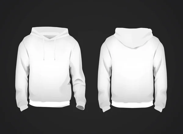 Weiße Sweatshirt Vorlage Für Männer Mit Beispieltext Vorder Und Rückseite — Stockvektor