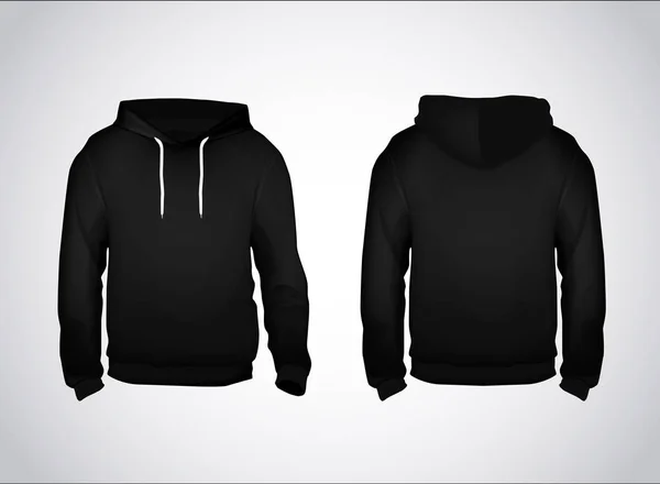 Schwarze Sweatshirt Vorlage Für Männer Mit Beispieltext Vorder Und Rückseite — Stockvektor