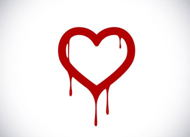 Kırmızı kalp şekli ile erime bırakır. Kanlı tatoo kalp simgesi logo, marka.