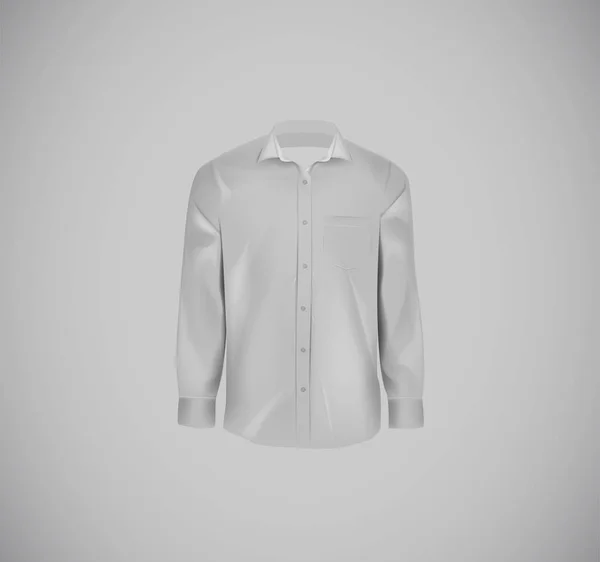 グレーカラーのフォーマルシャツ。ボタン付きの空白のドレスシャツ. — ストックベクタ