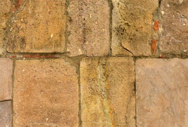 Eski Ortaçağ taş duvar arka plan olarak engellemek.