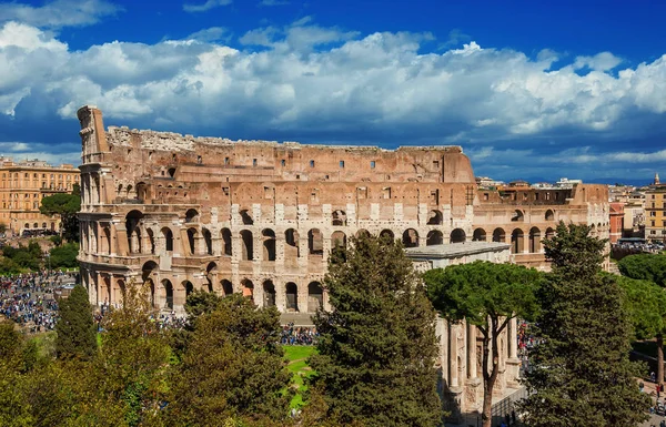 Colisée Arc Constantinus Ruines Antiques Rome Vue Colline Palatine Voisine — Photo