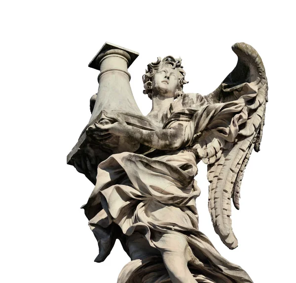 Angel Statue Holding Column Jesus Passion Looks Heaven Sant Angelo — Stock Photo, Image