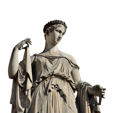 (Beyaz arka plan üzerinde izole antik Roma veya Yunan tanrıçası mermer heykel)