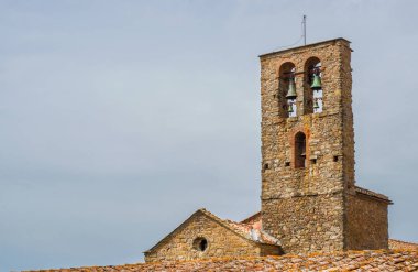 13. yüzyılda Cortona tarihi merkezi ve Toskana bölgesindeki antik kenti (ile kopya alanı inşa St Francis Kilisesi Ortaçağ çan kulesi)