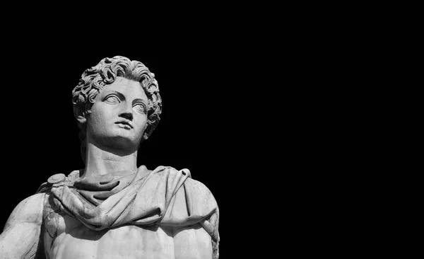 Efsanevi karakter Castor ya da Pollux 'un antik mermer heykeli, M.Ö. 1. yüzyıla dayanır ve Capitoline Hill, Roma' daki anıtsal balustrade 'ın tepesinde yer alır.)