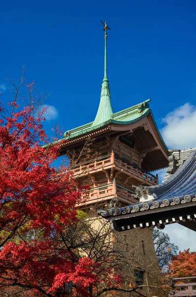 Kyoto Japón Noviembre 2017 Vista Característica Torre Gionkaku Con Hojas — Foto de Stock