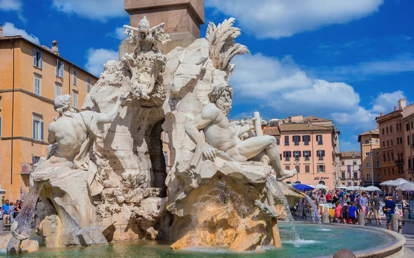 Róma Olaszország Szeptember 2015 Turisztikai Látogatás Piazza Navona Tér Gyönyörű — Stock Fotó