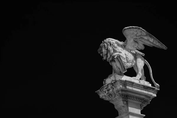 Löwenstatue Symbol Der Antiken Republik Venedig Die 1870 Einer Säule — Stockfoto