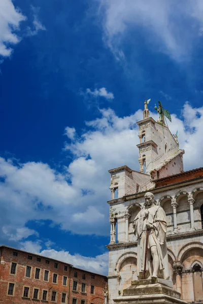 Szent Mihály Tér Foro Ősi Műemlékek Lucca Középkori Történelmi Központjában — Stock Fotó