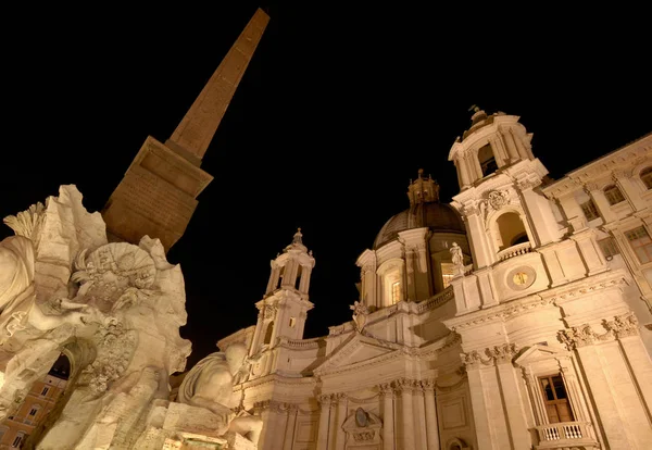 Plaza Navona Plaza Con Fuente Los Cuatro Ríos Santa Inés — Foto de Stock