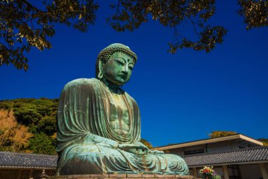 Kamakura, Japonya, 26 Ekim 2017 - Kamakura büyük Buda anıtsal bronz heykel, bir en ünlü simge ve Japonya konumlar