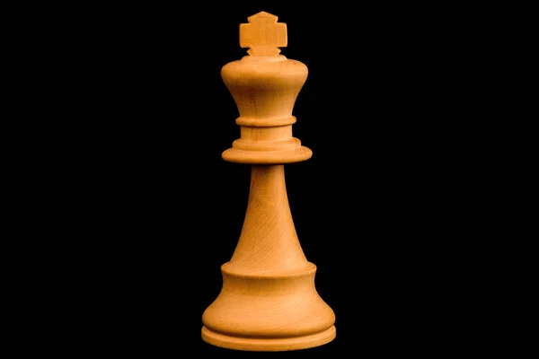 White King Standard Chess Wooden Piece Black Background — Stock Photo, Image