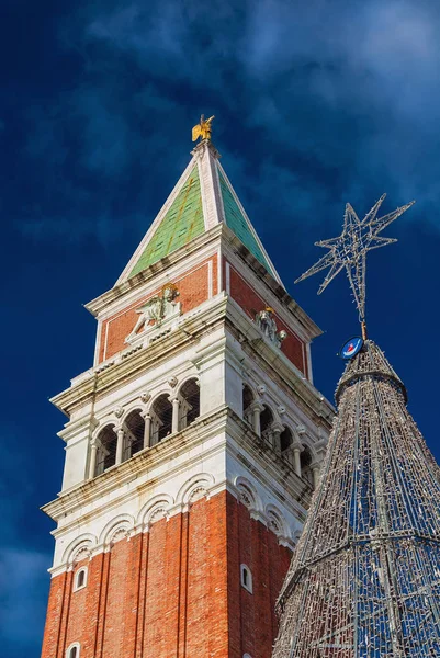Venedik Talya Aralık 2017 Noel Venedik Saint Mark Çan Kulesi — Stok fotoğraf