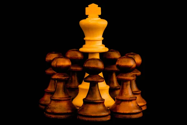 Siege White King Beset Black Enemies Sense Escape Standard Chess — Stock Photo, Image