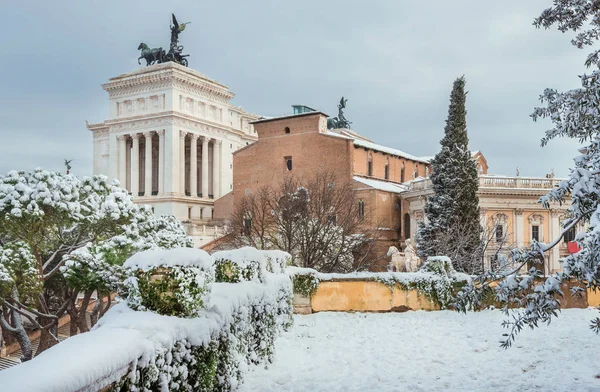 Capitoline Hill Snowfall Historic Center Rome — Stock Photo, Image